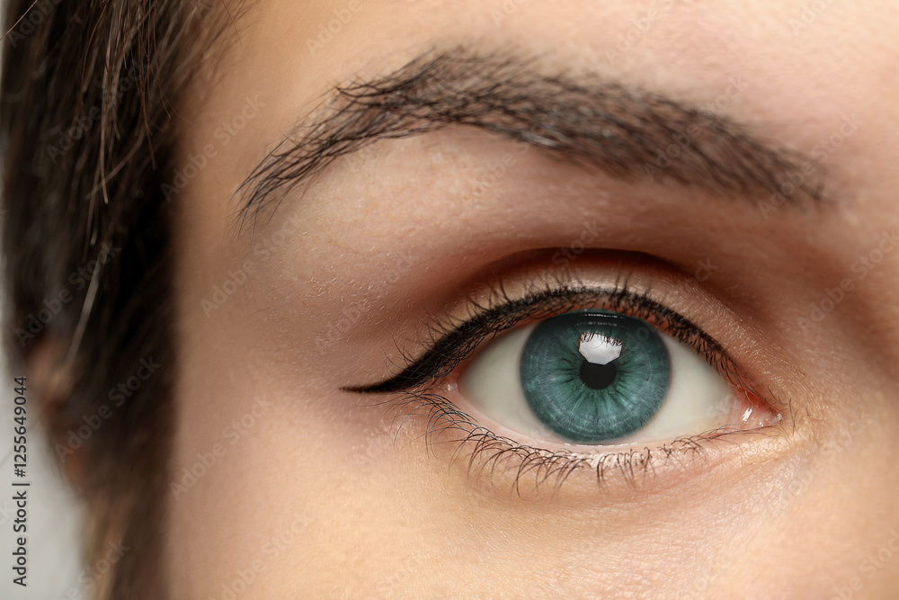 Fototapeta premium Closeup view of woman with blue eyes