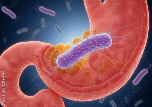 Helicobacter Pylori in 3D, Visualizing the Bacterium Responsible for Stomach Ulcers and Gastritis photo