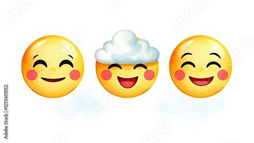 Wallpaper Mural Happy Emojis Smiling Faces Joyful Expressions Positive Mood Cute Characters Illustration Digital Torontodigital.ca