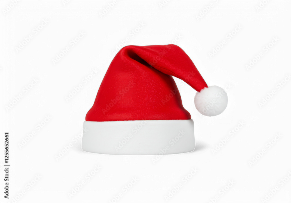 Red Santa Hat on Black Background Festive Holiday Season Decoration Red Santa Hat on Black Background Festive Holiday Season Decoration