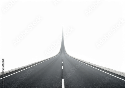 Empty Asphalt Road Stretching Upward Into Black Sky Background