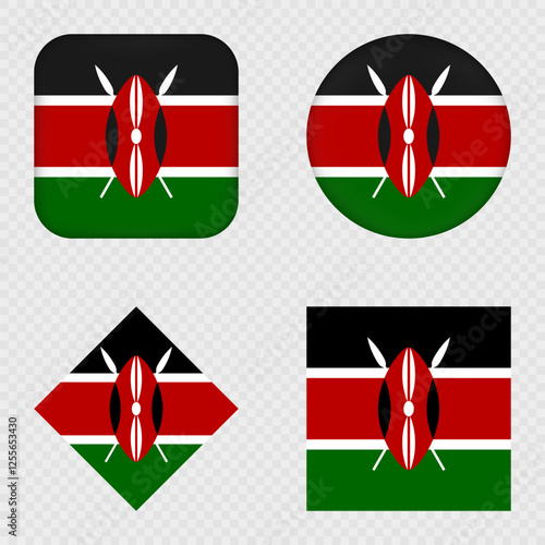 Kenya Flag Icons Pack. Vector illustration.