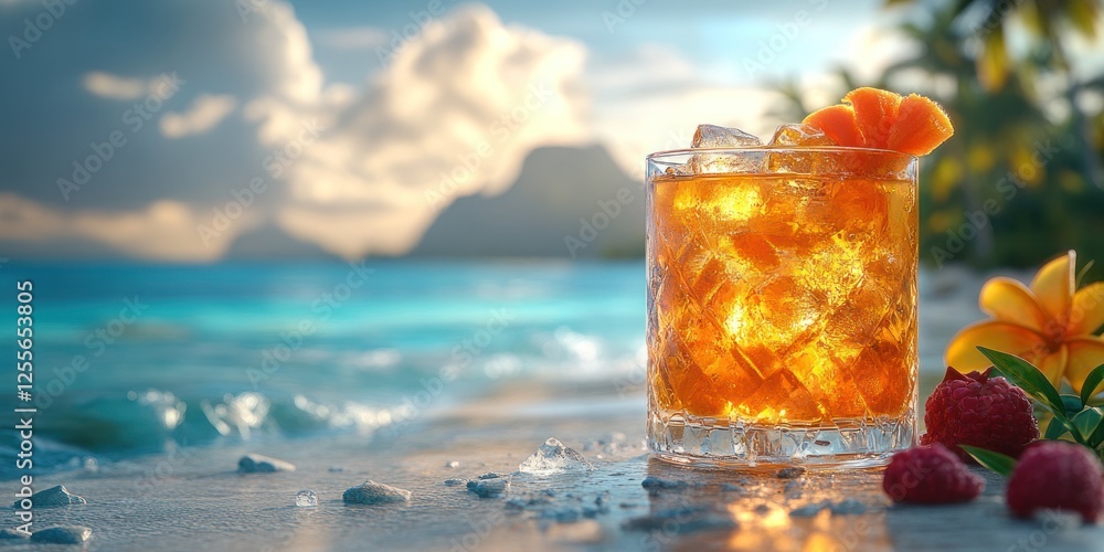 Tropical Beach Cocktail Sunset Paradise Tropical Beach Cocktail Sunset Paradise