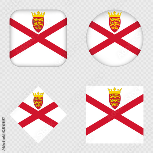 Jersey Flag Icons Pack. Vector illustration.