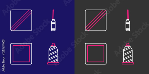 Set line Sewing thread, Pattern, Awl tool and icon. Vector