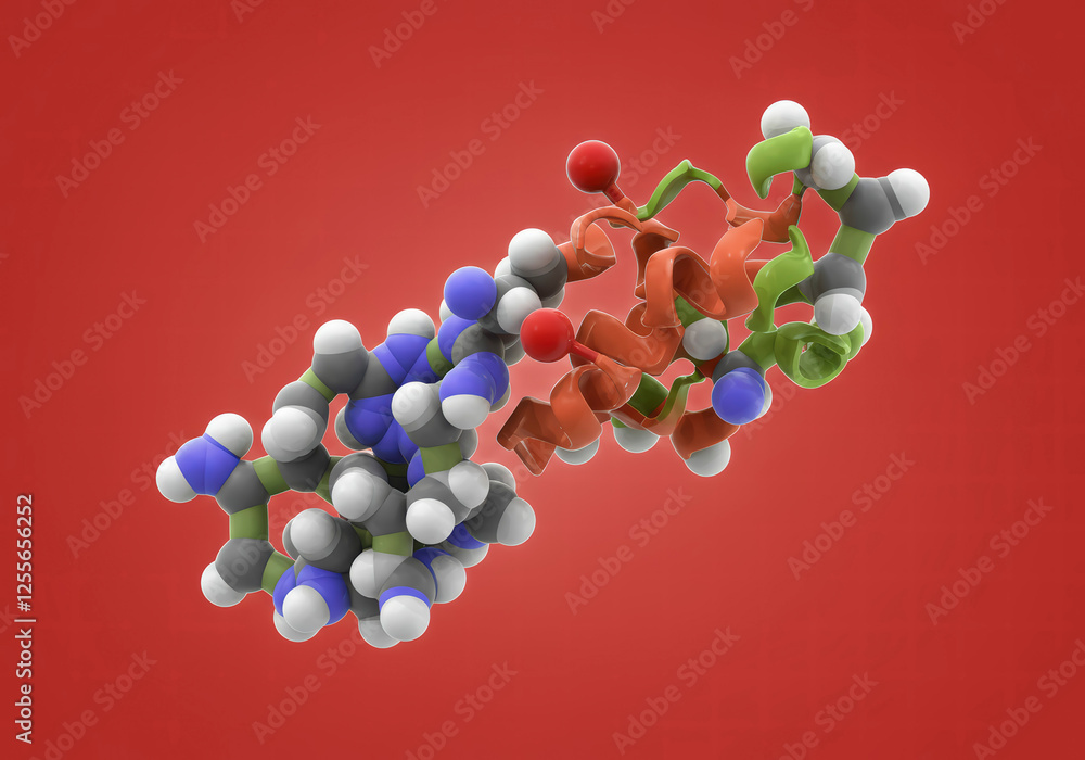 Fototapeta premium Human Insulin Hormone in 3D, Vital Molecule for Diabetes Therapy and Metabolic Control