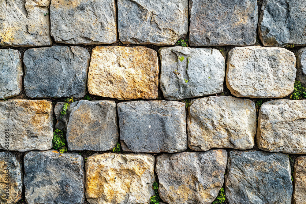 Stone wall texture with plants, ideal for backgrounds or rustic designs Stone wall texture with plants, ideal for backgrounds or rustic designs