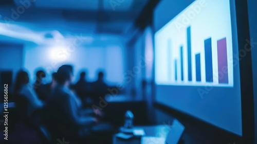 Wallpaper Mural Close-up of a laser pointer directed at a projection screen showing a bar graph with ascending values, indicating business growth Torontodigital.ca