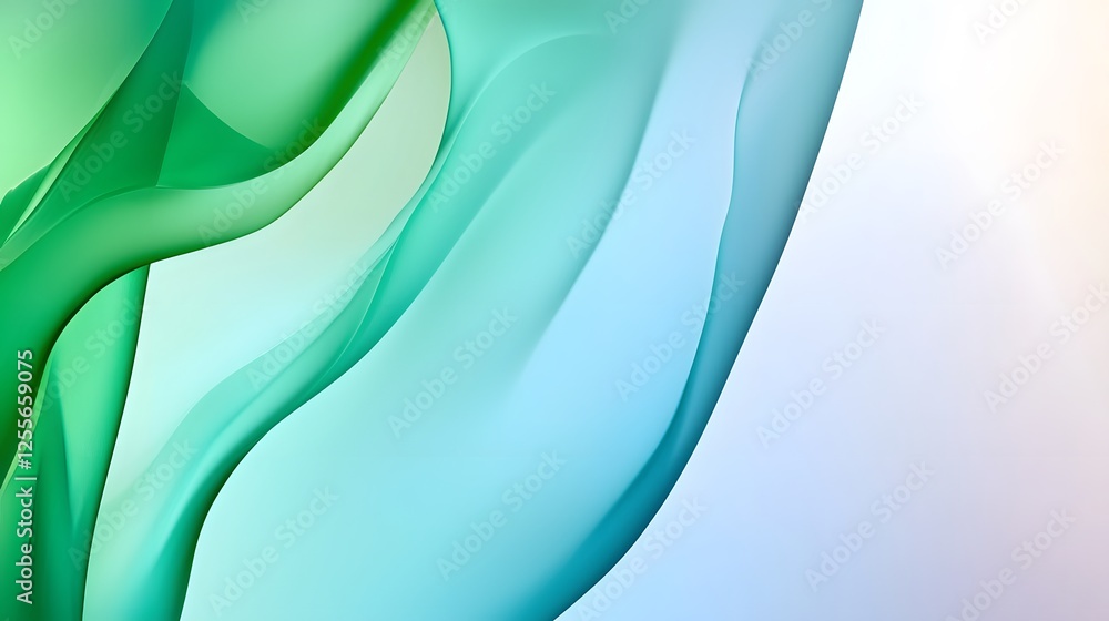Fototapeta premium Fluid Abstract Waves in Soft Green and Blue Tones for Backgrounds