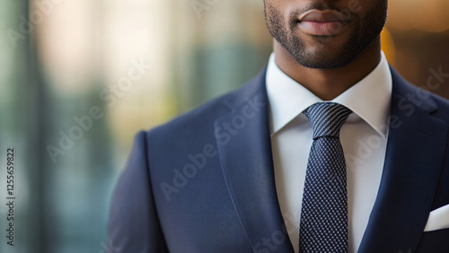 Business professional in a suit and tie looking directly at the camera for a formal portrait photo