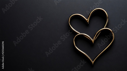 Golden Intertwined Hearts on Black Background