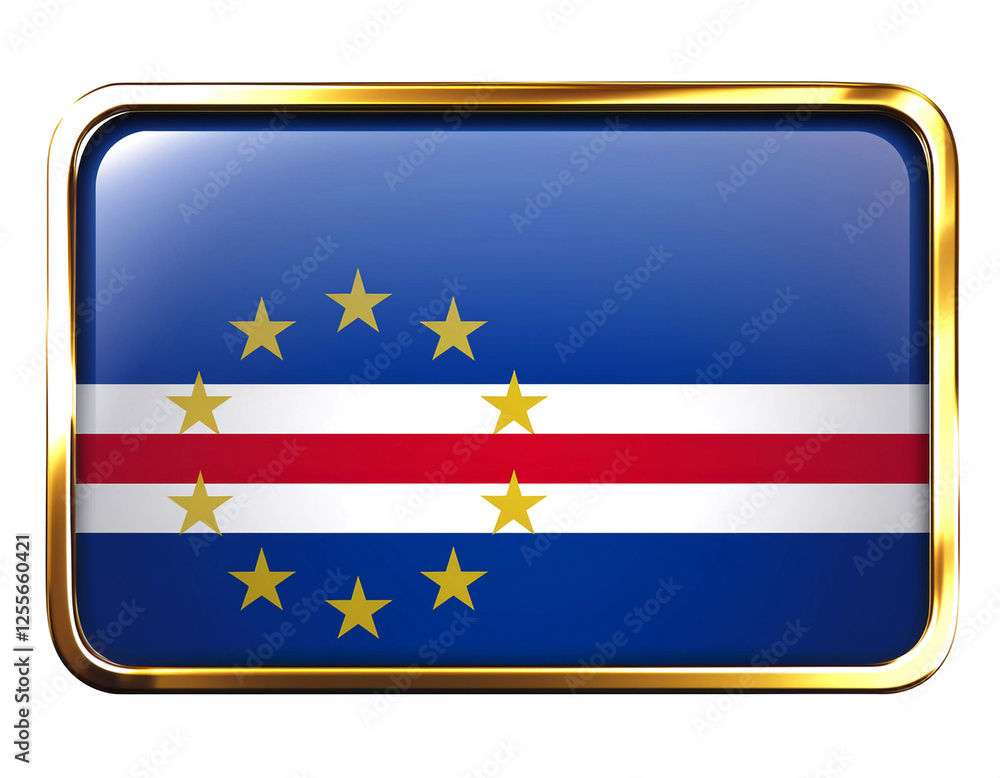 Obraz premium カーボヴェルデの国旗のブローチ。白背景。(Cabo Verde flag brooch on white background.) 