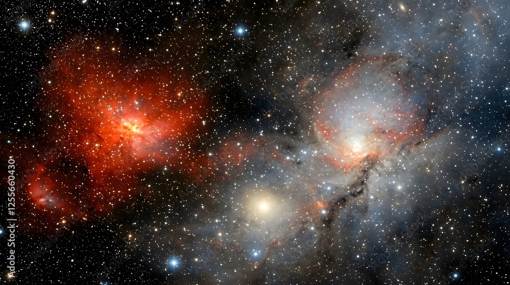 Naklejka premium Stunning Cosmic Nebulae with Stars and Galaxies in Deep Space