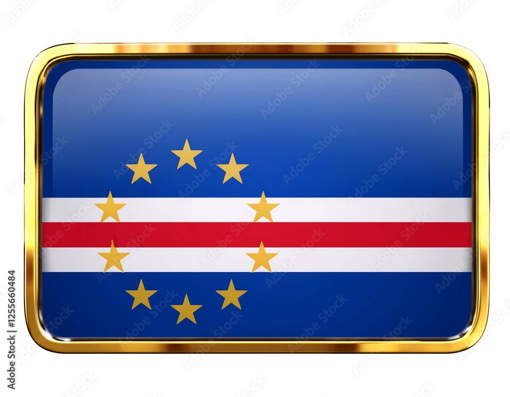 Obraz premium カーボヴェルデの国旗のブローチ。白背景。(Cabo Verde flag brooch on white background.)