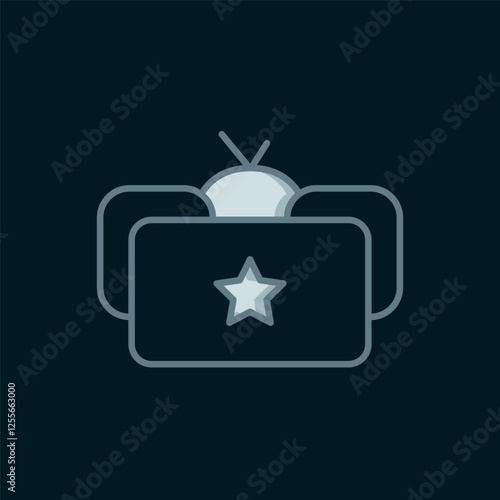 Line Ushanka icon isolated on black background. Russian fur winter hat ushanka with star. Soviet Union uniform of KGB and NKVD. Flat filled outline style with shadow. Vector
