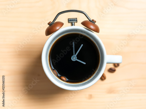 Coffee cup with a clock on it photo