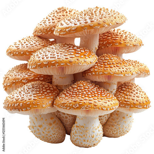 Alien flora fungi mushrooms isolated on transparent background