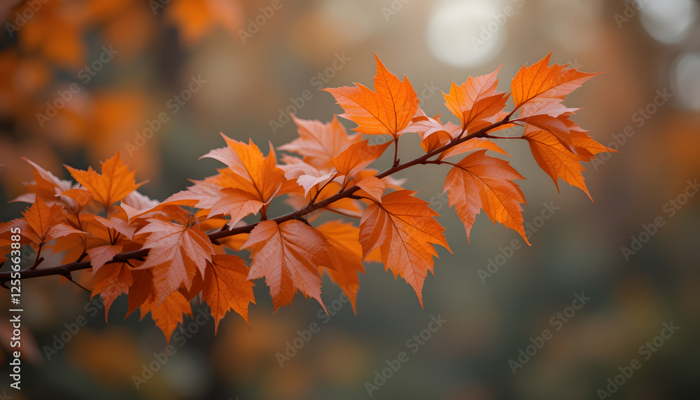Autumn branch with copper leaves Autumn branch with copper leaves