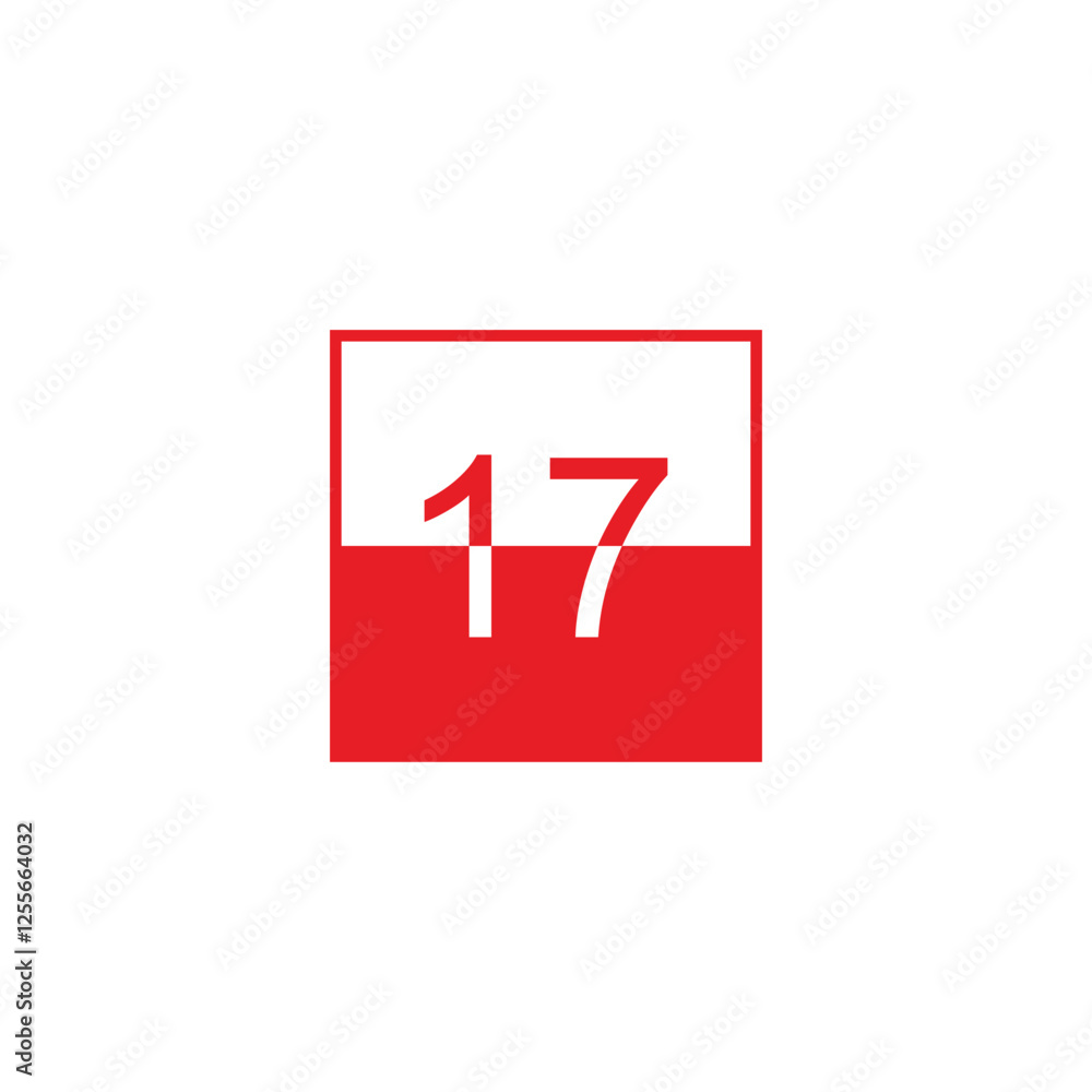 Number 17 date, geometric symbol simple logo vector Number 17 date, geometric symbol simple logo vector