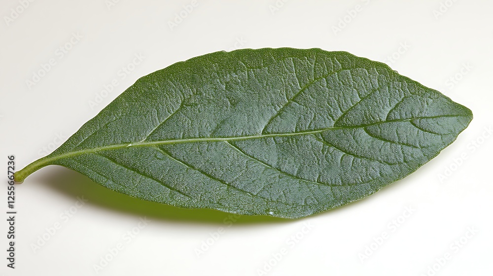 Single Green Leaf Isolated On White Background Single Green Leaf Isolated On White Background