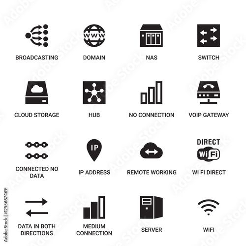 Network Category Outline Pictogram Icons Set