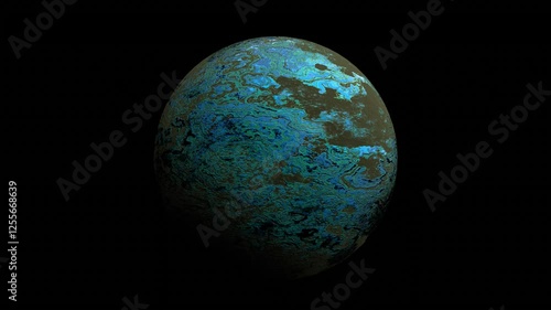 An unknown blue planet in deep space. Science fiction.