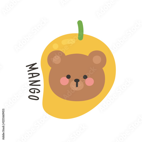 Korean Bear Head Sticker in Mango Costume photo