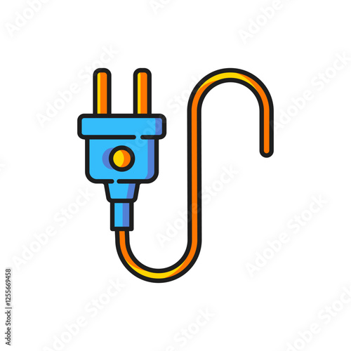 Color Electric plug icon isolated on white background. Concept of connection and disconnection of the electricity. Flat filled outline style with shadow. Vector
