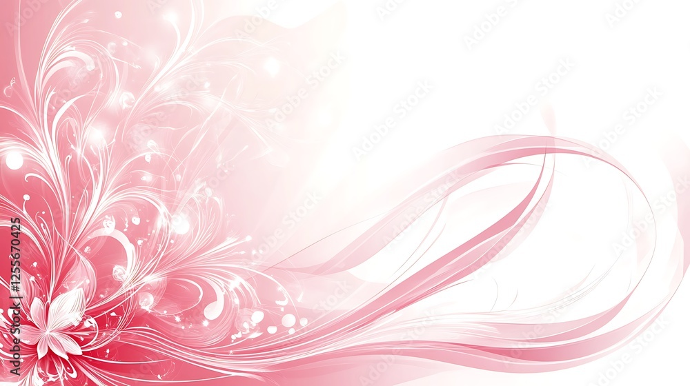 Abstract Pink Floral Design with Swirling Lines Abstract Pink Floral Design with Swirling Lines