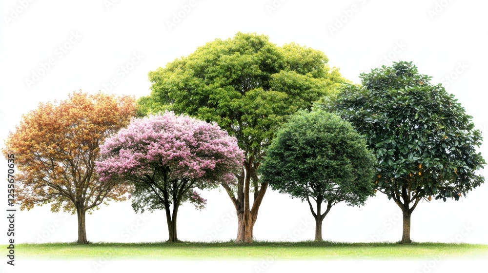 Diverse Collection of Trees in Various Seasons Displaying Calming Colors and Lush Foliage