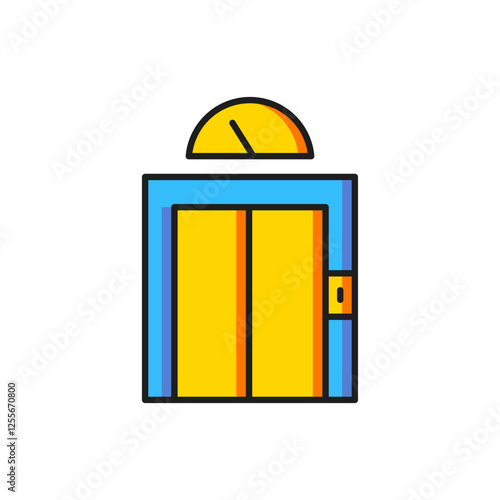 Color Lift icon isolated on white background. Elevator symbol. Flat filled outline style with shadow. Vector