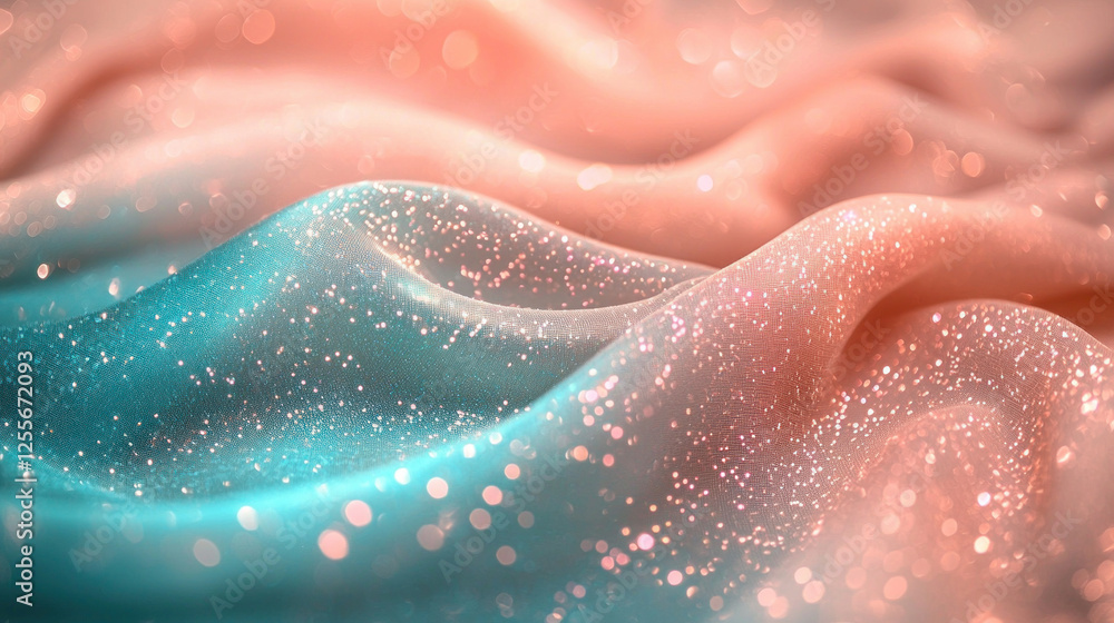 Fototapeta premium Shimmering pastel fabric background with glitter for design or wallpaper