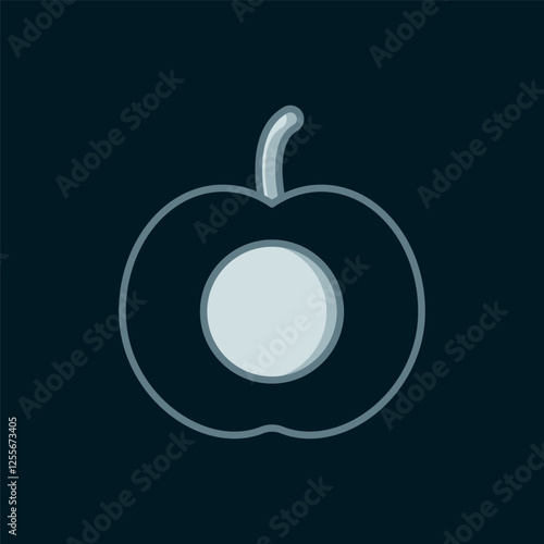 Line Peach fruit or nectarine with leaf icon isolated on black background. Flat filled outline style with shadow. Vector