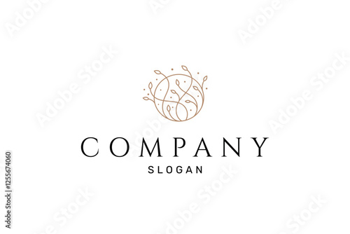 abstract plant logo in luxury line art design style