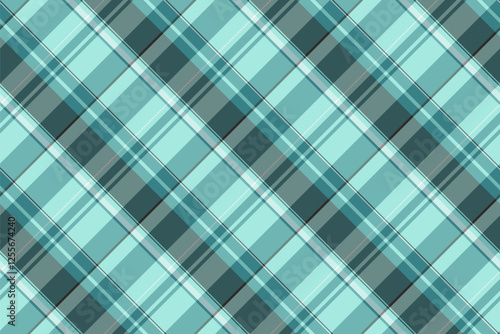 50s background fabric textile, flowing vector plaid check. Fuzzy texture seamless pattern tartan in teal and light colors.