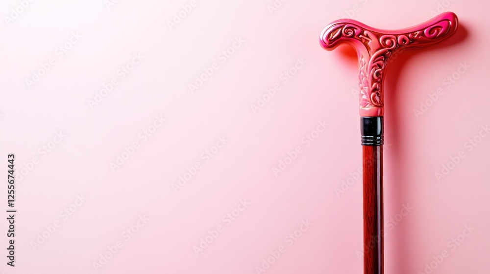 Ornate pink cane against light background Ornate pink cane against light background