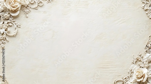 Elegant off white roses and ornate floral design border