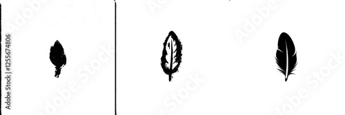 Feather line icon in a modern style, showcasing a hand-drawn silhouette of a pen and plume with light and soft feathers similar to those from a pillow, perfect for depicting easy plumelets in bird