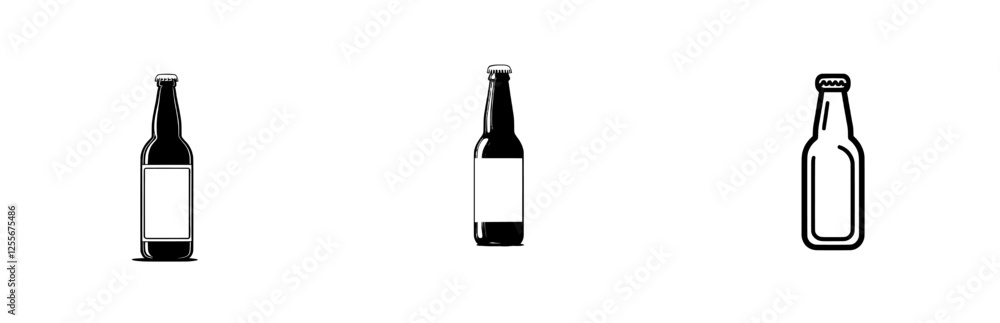 A solitary, modern, and simple glass bottle, 0.5 liters, transparent, depicted in black and white lines, easy for drawing A solitary, modern, and simple glass bottle, 0.5 liters, transparent, depicted in black and white lines, easy for drawing