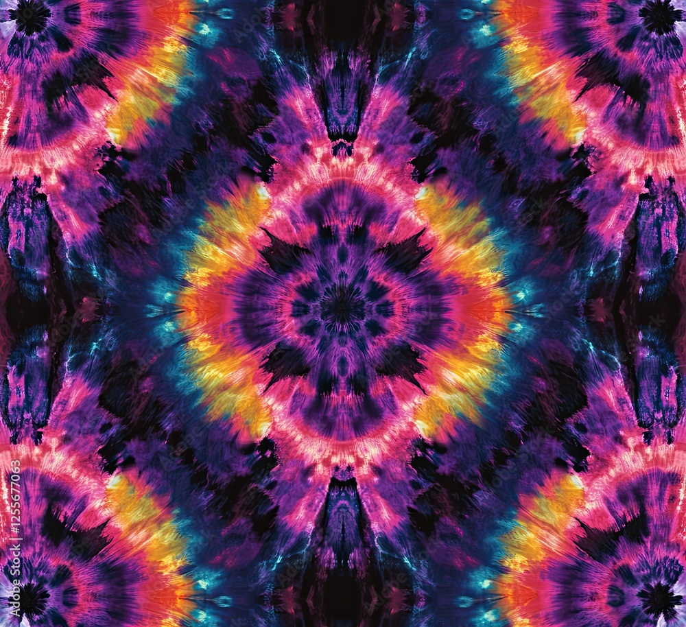 Colorful tie dye pattern abstract background. Abstract textured spiral folded rainbow colorful tie dye textured background.