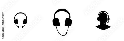 A contemporary flat design of a customer service headset icon suitable for use in apps and websites