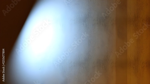An abstract composition with a strong hard light source, creating a color gradient from natural earth tones to blues and whites.  The background is rough and textured, with grainy noise and a grungy f