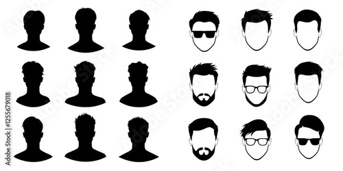 A modern design with avatars, profile symbols, and head silhouette imagery