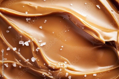 Rich, creamy caramel texture with sprinkle of sea salt enhancing