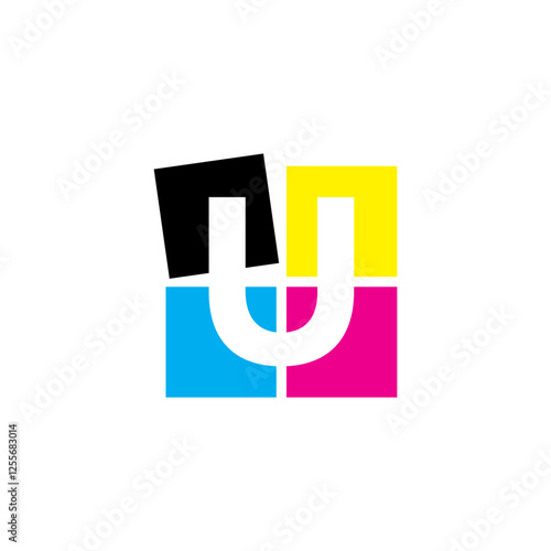 Negative Space Letter U With CMYK Color