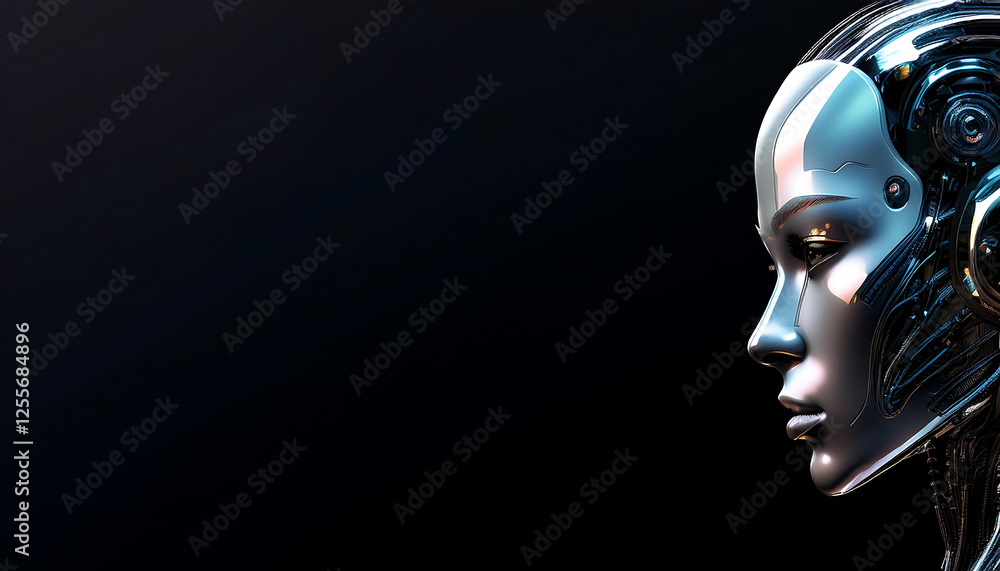 3d render of a robot ai human head 3d render of a robot ai human head