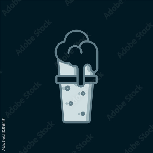 Line Glass of beer icon isolated on black background. Flat filled outline style with shadow. Vector