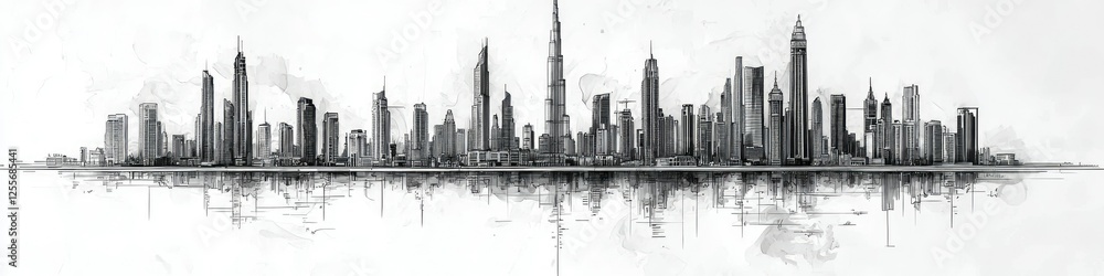 Fototapeta premium Artistic Sketch of a Modern City Skyline