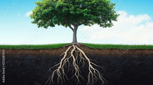 Wallpaper Mural A tree with deep roots and expansive branches, representing strong foundational leadership and growth Torontodigital.ca