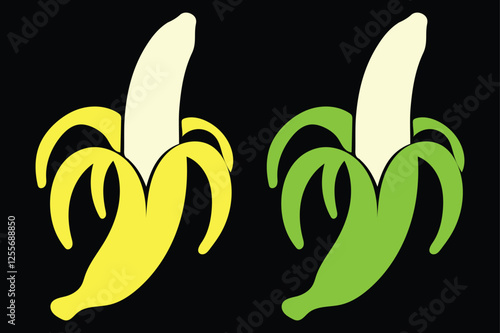 peel banana cartoon vector illustration on black background
